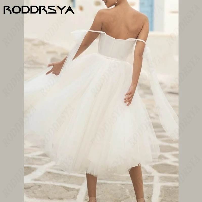 RODDRSYA Princess Wedding Dresses Short Sweetheart Bridal Party Simple Zipper Robe De Soirée Tulle Spaghetti Strap Bride Gown