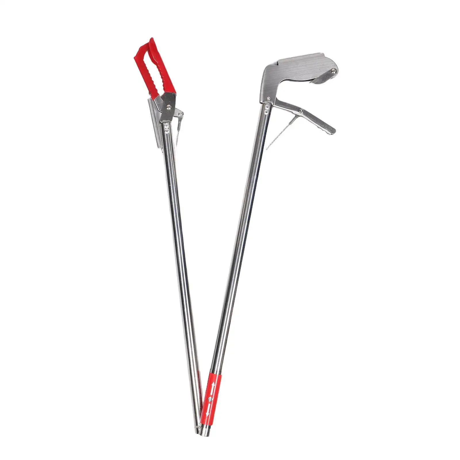 

47 Inch Stainless Steel Snake Capture Tongs Foldable Grabber Long Reach Grabber Non Slip Handle Reacher Trash Picker Elderly
