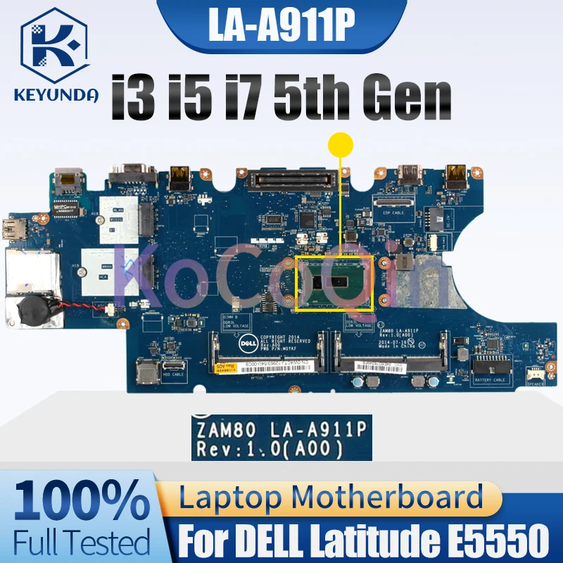 Imagem -02 - para Dell Latitude E5550 Notebook Mainboard La-a911p i3 i5 i7 5th Gen 0m5hv7 0w4ctj 0k9d27 Placa-mãe do Portátil