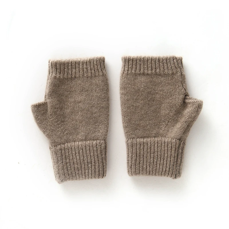 100% cashmere knitted women's winter fingerless gloves, warm gloves, half finger long connected gloves, arm protection 1 pair