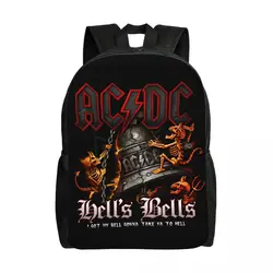 Hells Bells AC DC Backpacks for Women Men Water Resistant College School Vintage Rock Bag Printing Bookbags