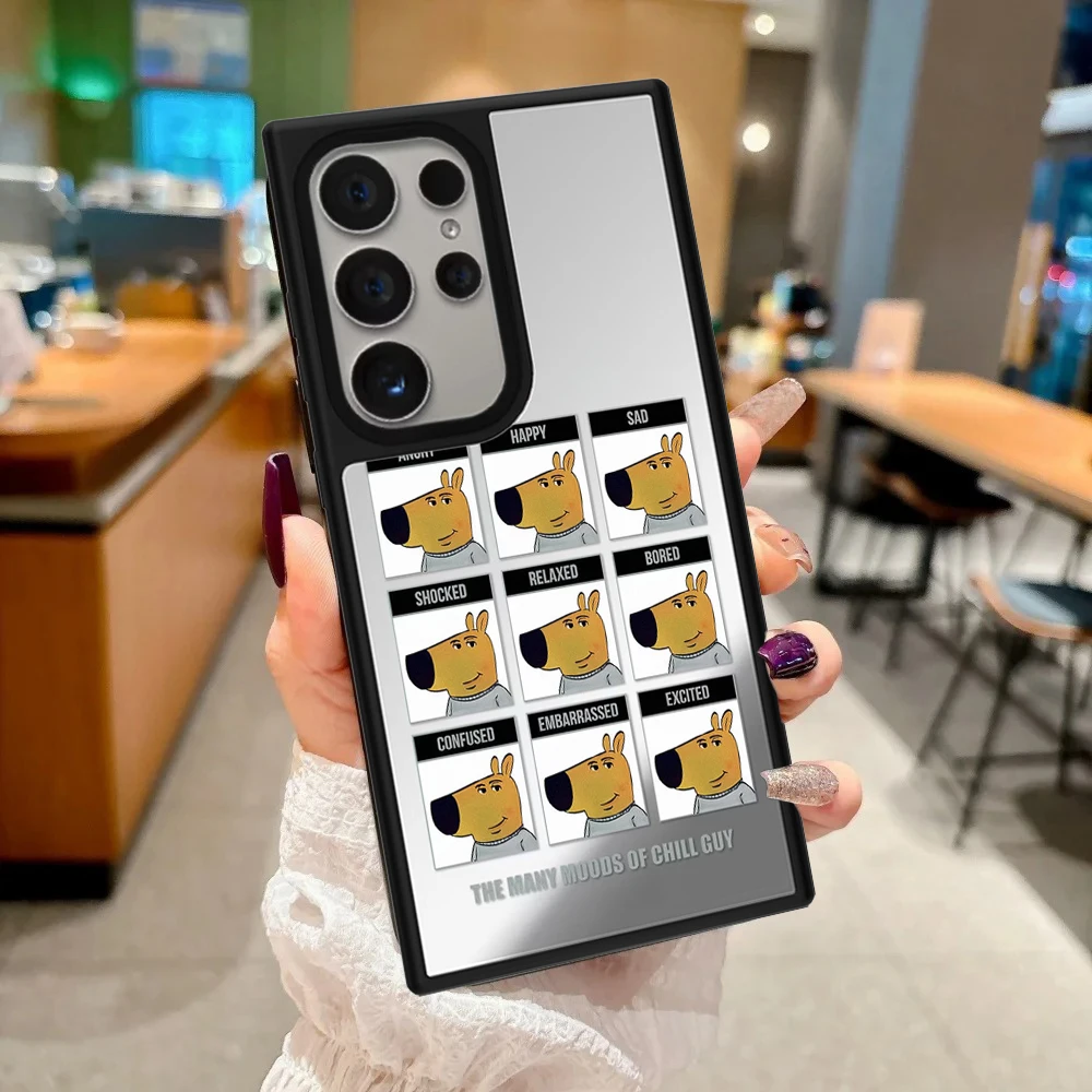 Cartoon Nine Palace Grid Dog Mirror Surface Magnetic Phone Cover for Samsung Galaxy S23 S24 S25 S26 Ultra S26+ Plus Case