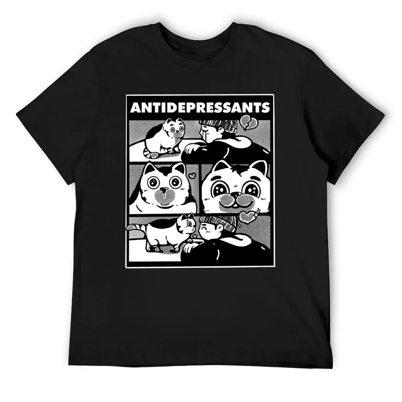 Pet Day Cat Is Antidepressants Men's Triblend  Y Crewneck T-shirt Move Tees Graphic Vintage Geeky Home USA Size