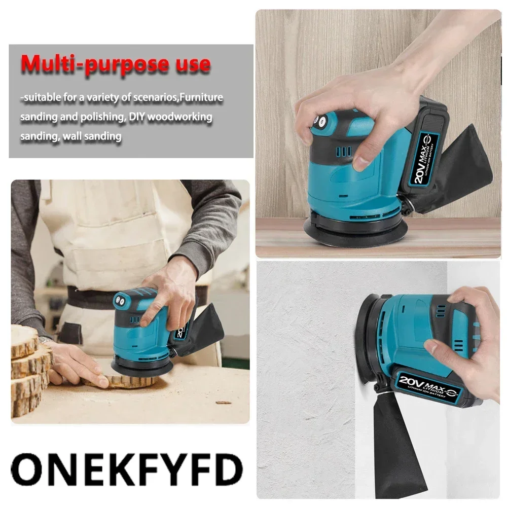 3Gear Cordless Random Orbital Sander Electric Sanding Machine Wood Wall Polishing Furniture Polisher Tool For Makita 18V Battery