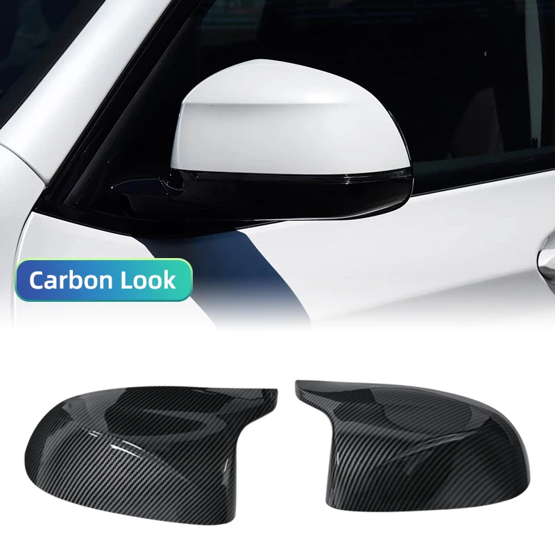 2Pcs Glossy Black carbon pattern Rear Side View Mirror Covers Shell Replacement For BMW X3 G01 ix3 X4 G02 X5 G05 X6 G06 X7 G07 - view 4