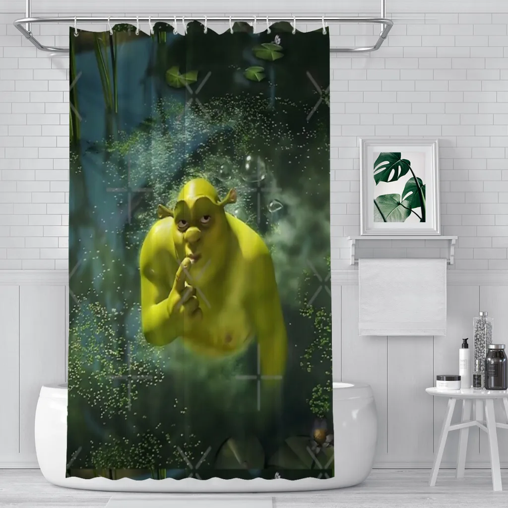 

Modern 3D Printing Shrek in Swamp Shower Curtain Landscape Bath Curtain With Hooks for Bathroom waterproof scenery