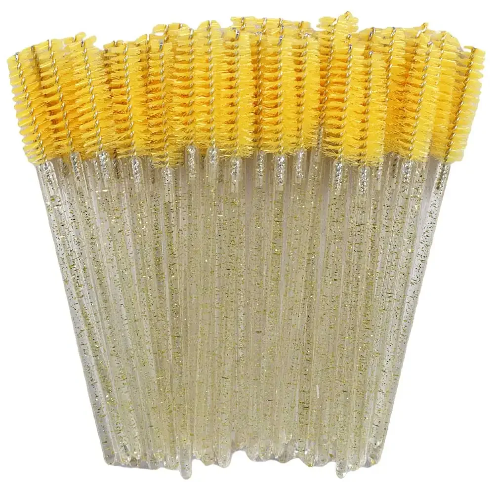 50 Stuks Make Wimperborstels Wegwerp Kristal Wenkbrauwborstel Diamant Handvat Mascara Wand Applicator Wimpers Extension Tools