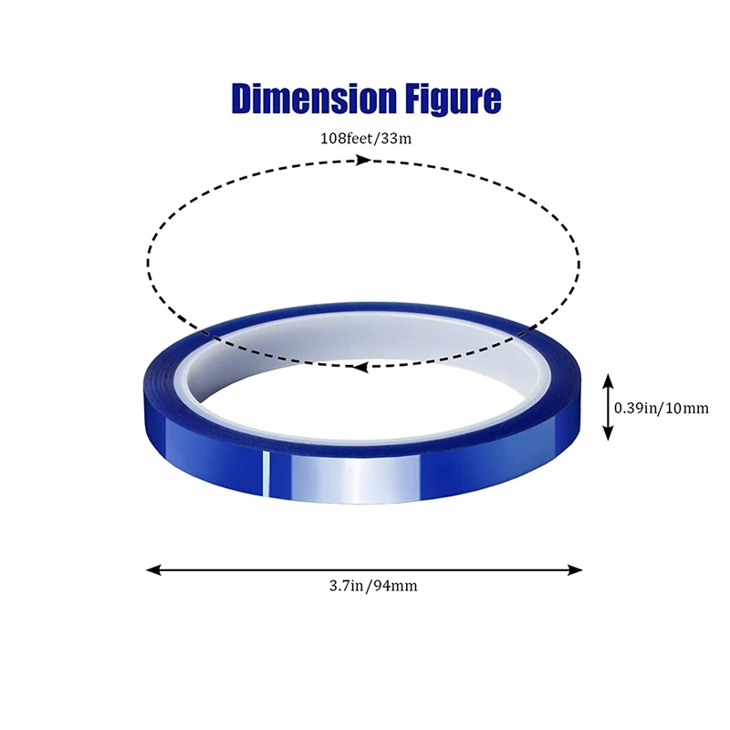 BEAU-2 rouleau de 10Mm x 33m(108 pieds) de ruban thermique bleu, ruban de transfert de chaleur pour presse à Sublimation, sans résidu et en vinyle de transfert de chaleur