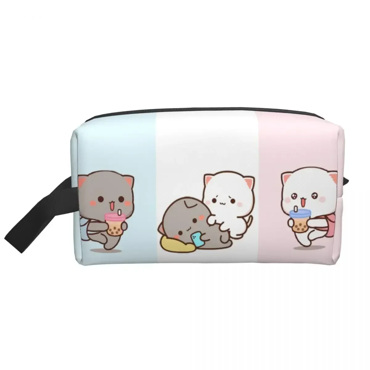 Custom Travel Mochi Peach And Goma Cat Toiletry Bag Portable Makeup Cosmetic Organizer for Women Beauty Storage Dopp Kit Box