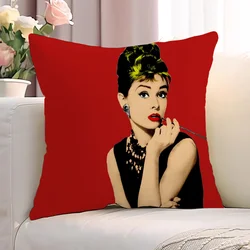 A-Audrey HepburnS Cushions Cover 45*45 Decorative Pillows for Sofa Cushion Covers 45x45 Lounge Chairs Short Plush Pillow Hugs