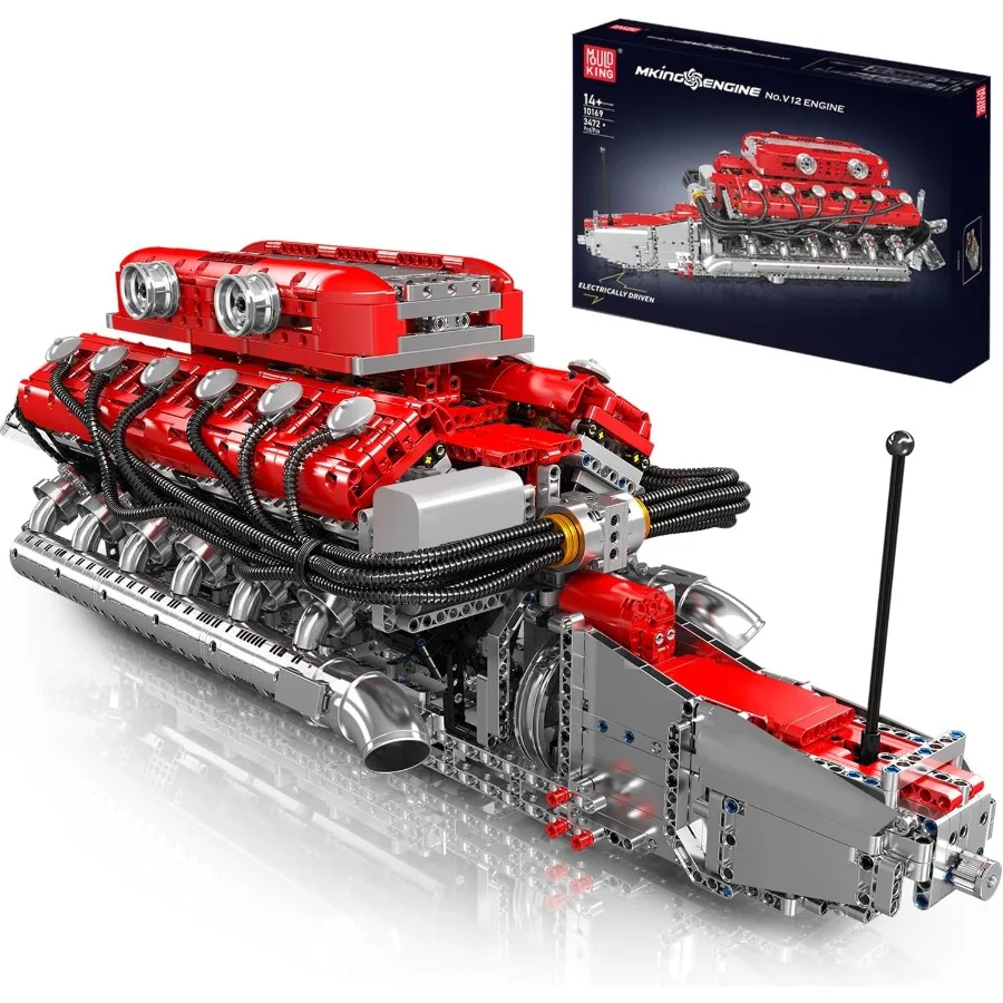

Engine Model Kit That Runs - Motorized Mini Engines Building Blocks Set with Battery & Gearshift, Car Construction (3472+ PCS)