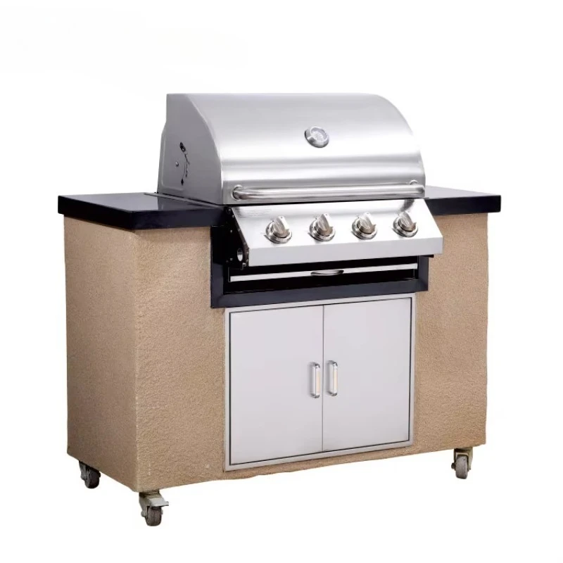 

Stainless steel European combined outdoor gas barbecue natural gas barbecue grill smoker