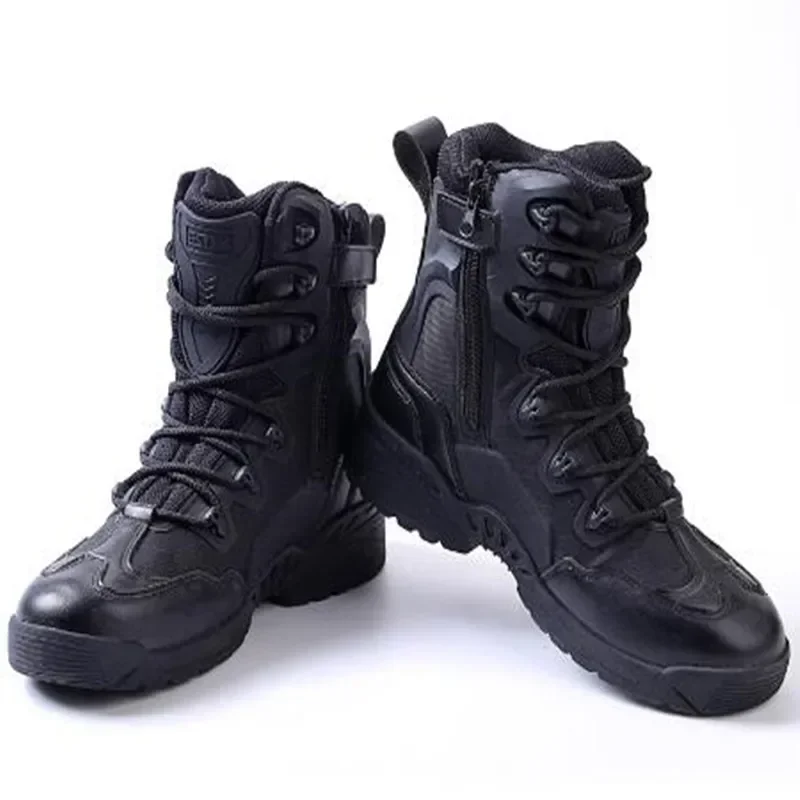 Leather Wearproof Breathable Mens Desert High Shoes Outdoor Climbing Hunting Hiking Shooting Training Military Tactical Boots