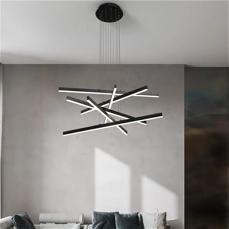 Black Acrylic LED Chandelier Modern Minimalist Living Room Bedroom Dining Room Chandelier Home