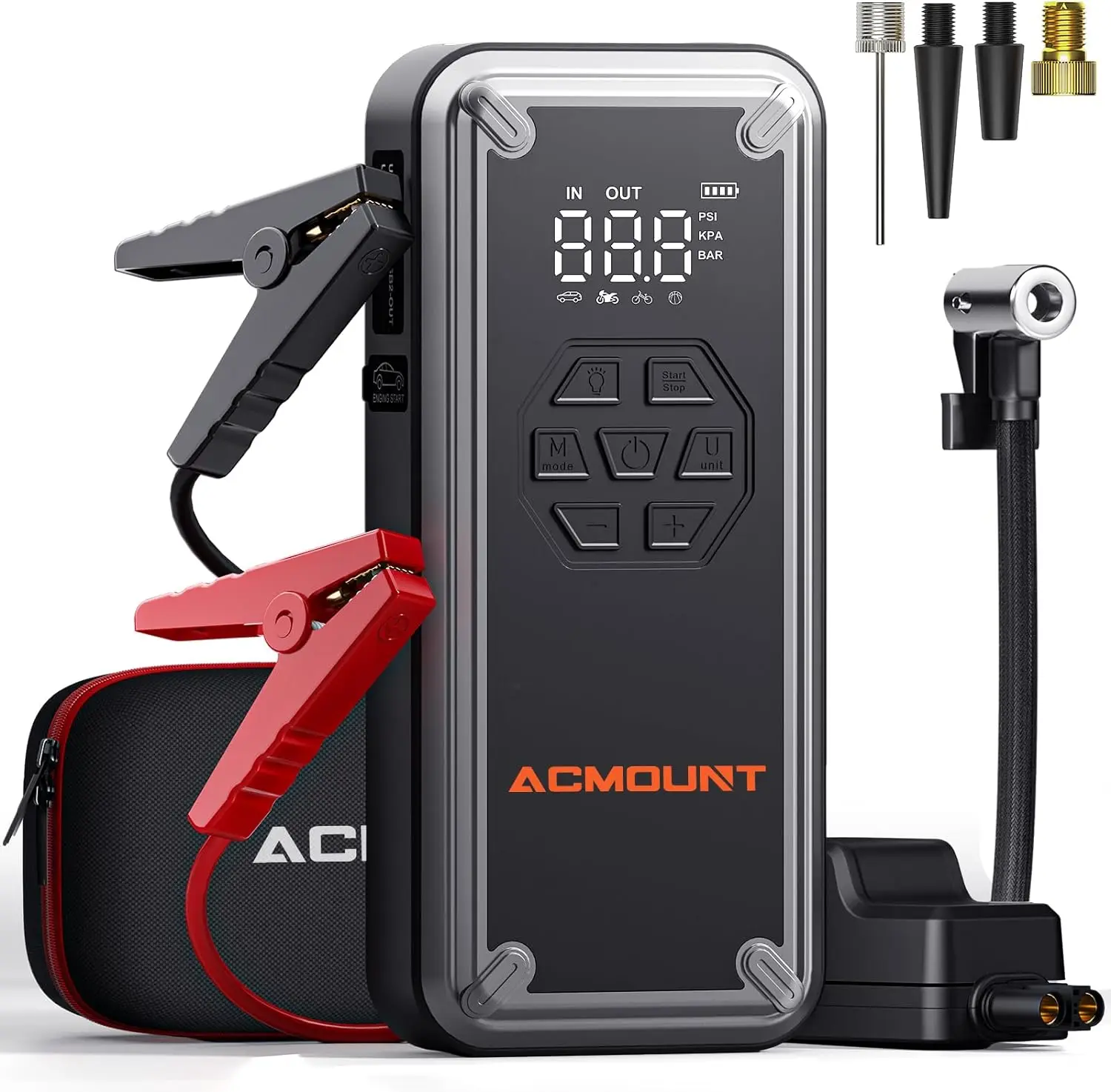 ACMOUN Jump Starter 3000A Car Jump Starter with Tire Inflator Portable Air Compressor, 150PSI Tire Inflator with LCD Display