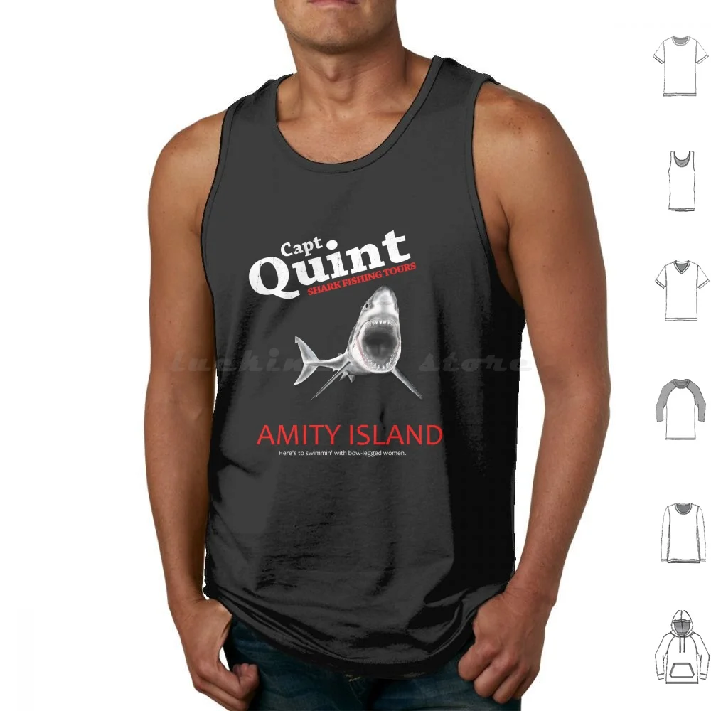 Captain Quint Shark Fishing Tours Tank Tops Print Cotton Jaws Quint Shark Fishing Shark Boat Sea Coast Seaside Movie Film