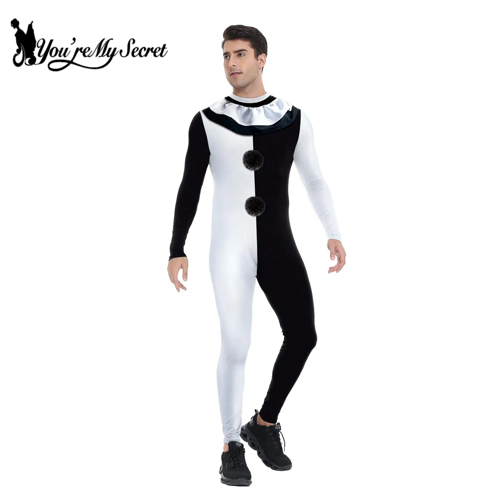 [You're My Secret] Cosplay Clown Costume Scary Terrifier 3D Printed Unisex Jumpsuits Halloween Dress Up Zentai Bodysuit Clothing