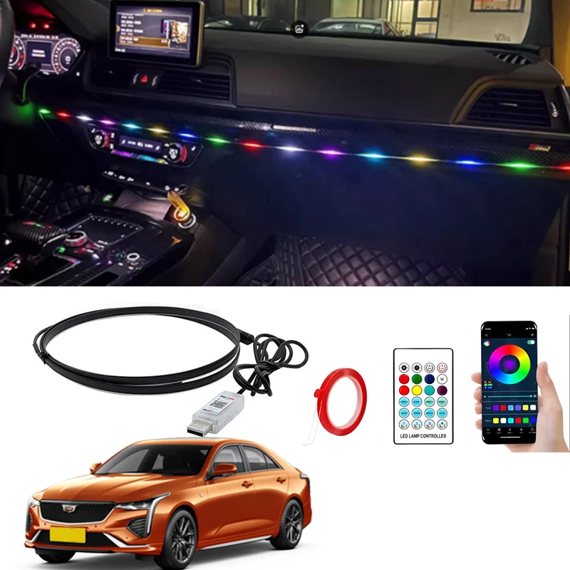 Для Cadillac DTS ATS Tiburon CTS SRX Escalade BLS Deville XTS XT5 Seville автомобильные атмосферные огни светодиодная декоративная лампа для приборной панели