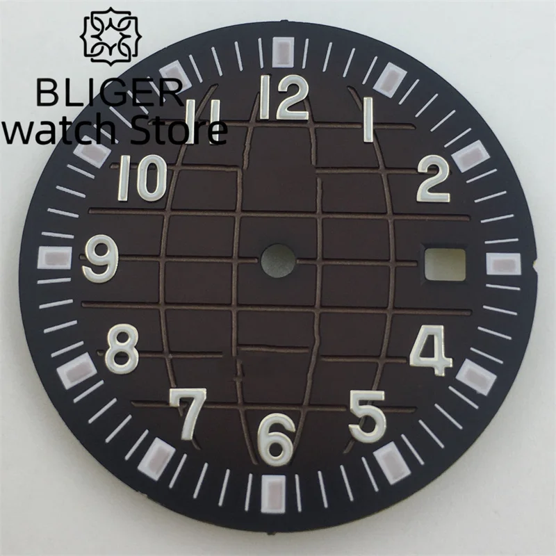 BLIGER 33mm wrist watch dial Date Window Black Blue Green Brown grey luminous dial with NH35 movement