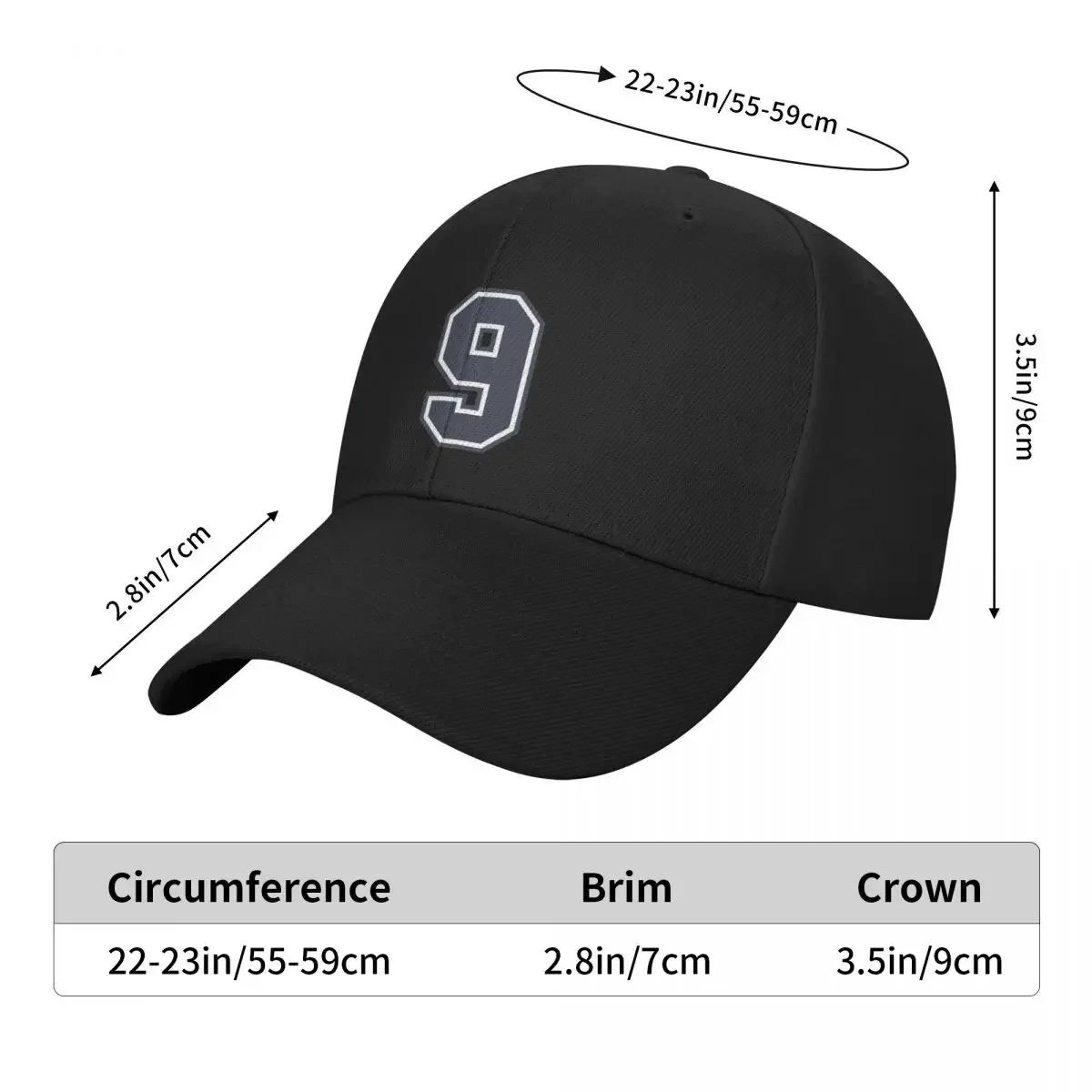 9 Sports Number Nine Baseball Cap Male hat Mountaineering Designer Hat Women's Golf Wear Men's
