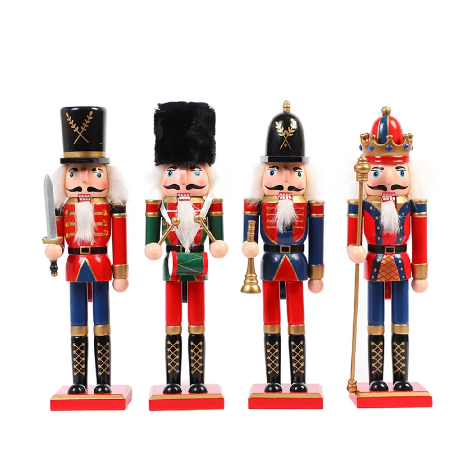 

30CM Wooden Nutcracker Christmas Decorations Soldier Figures Handmade Dolls Toys Xmas Office Table Decorations