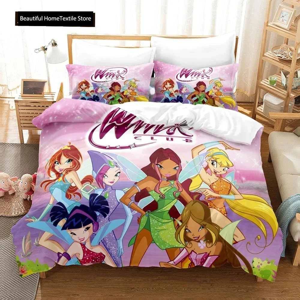 Winx Bedding Set Single Twin Full Queen King Size Bed Set Aldult Girl Bedroom Duvetcover Sets 3D Print Anime Kawaii 2022