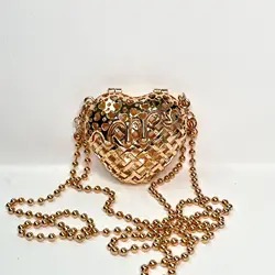 Heart shaped metal hollow box bag for women 2024 new chain shoulder bag designer accessory bag cute crossbody bag