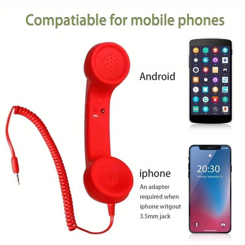3.5 Millimeter Interface Retro Telephone Handset, Volume Control Is Available, Applicable to Those with 3.5 Mobile Phones with m