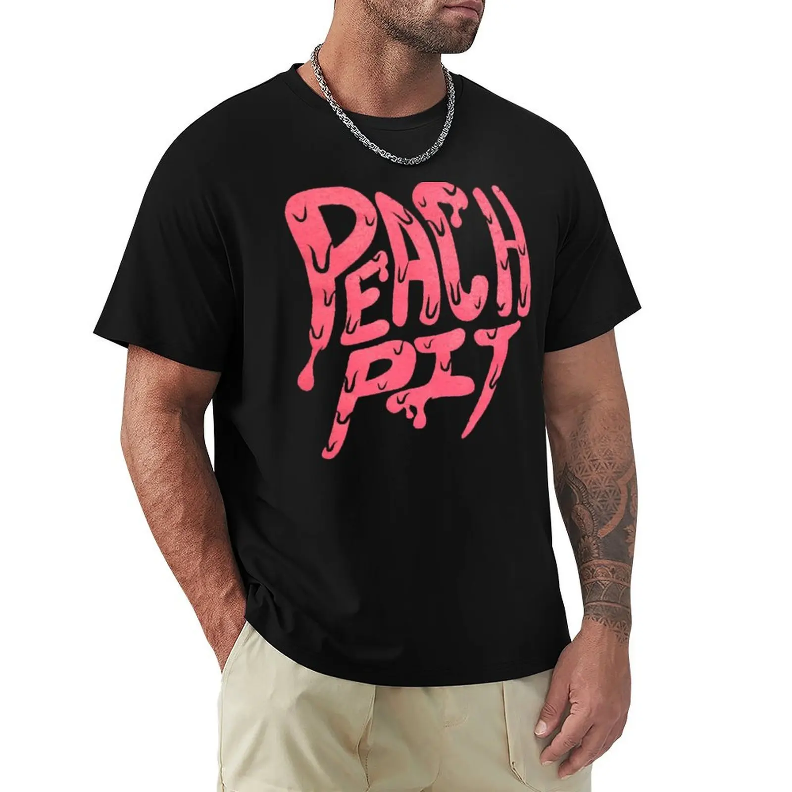 Peach Pit Merch Pink Logo T-Shirt sports fans summer top cute tops mens clothes