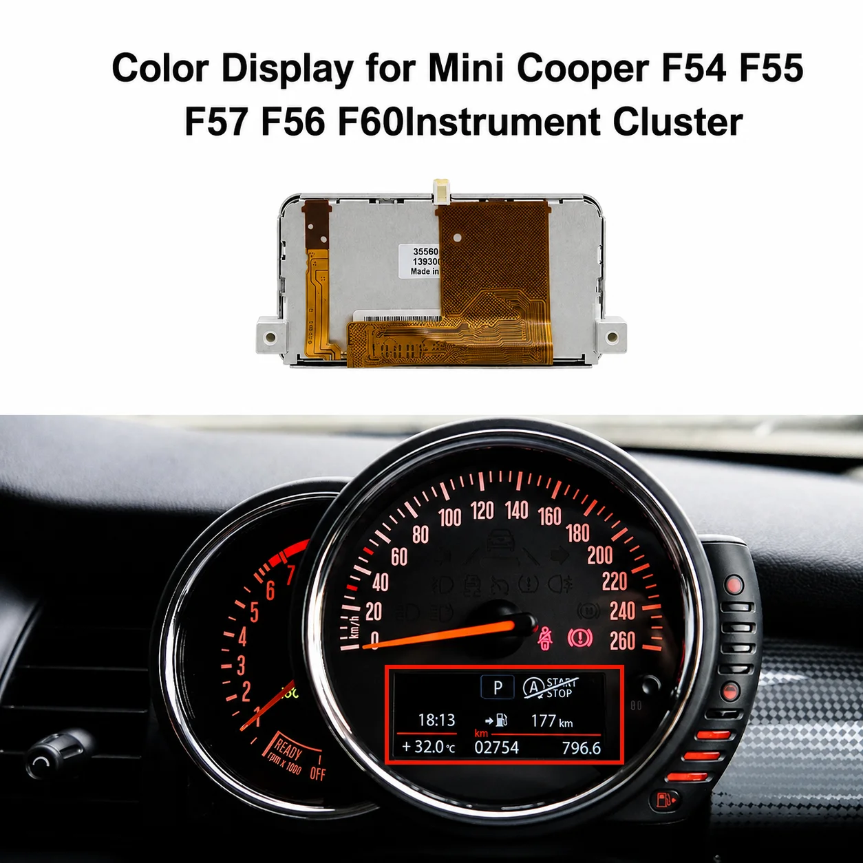 LCD Color Display for Mini Cooper F54 F55 F57 F56 F60 Instrument Speedometer Cluster