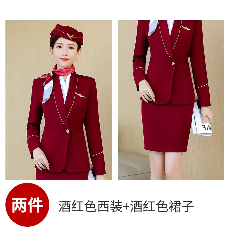 空港ホテルフロントデスク作業服美容師高速鉄道職業服中国南方航空会社スチュワーデス制服