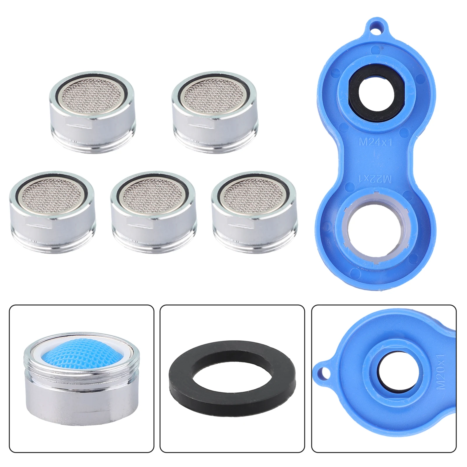 5x Perlator Faucet Aerators Regulator M24 Water Tap Perlators Water Parts Element Mixing Nozzle Wrench Faucet Aerators For Taps