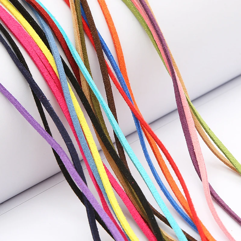 1/4M 3mm Multi-Color Flat Faxu Suede Braided Cord Beading Handmade Thread Cord String for DIY Jewelry Bracelet Necklace Keychain