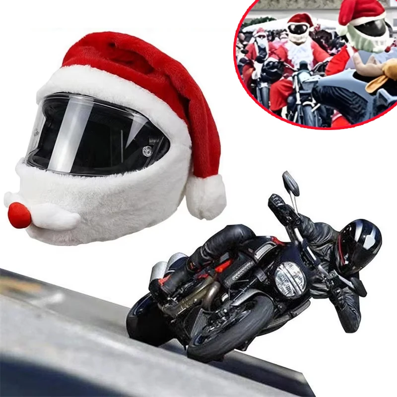 

Motorbike Helmet Christmas Hat Santa Hat Helmet Hood Head Cover Personalised Creative Gifts Motorcycle Decoration Accessories