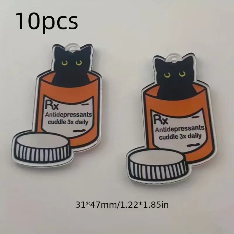 10pcs acrylic medicine cat pendant, DIY jewelry making earrings necklace keychain accessories view 6