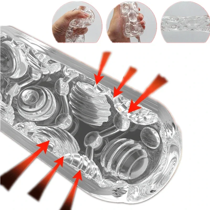 Giocattoli per la masturbazione maschile TPE morbido trasparente tasca figa manica del pene giocattoli intimi per gli uomini strumenti per la