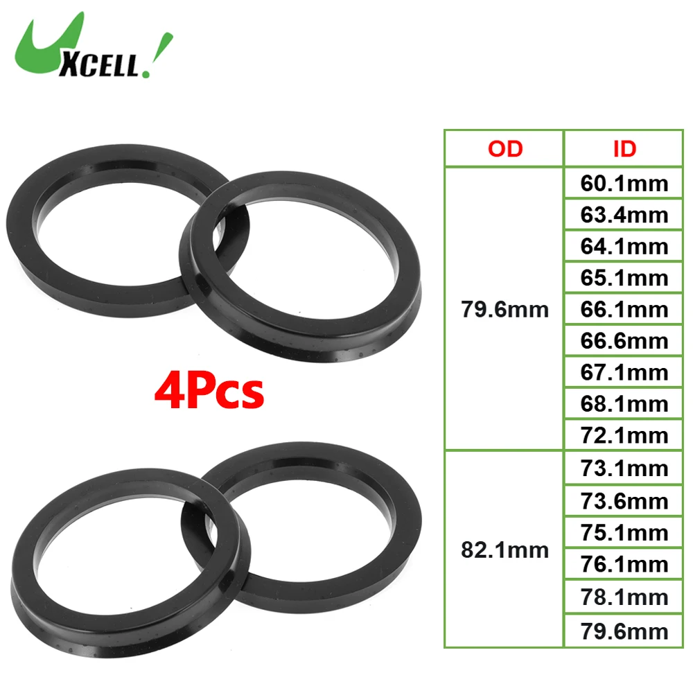 

Кольца центрирующие UXCELL для автомобильных дисков, 60.1-79.6 мм, из поликарбоната, амортизирующие, 4 шт.
