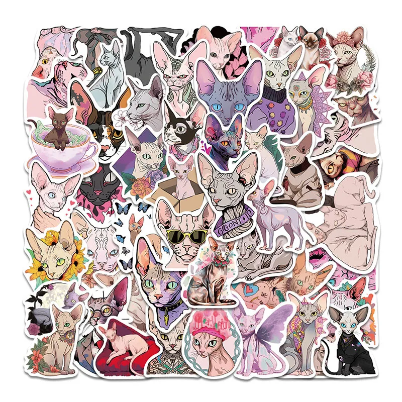 

50PCS Sphynx DIY Cartoon Stickers Phone Trunk Refrigerator Waterproof Anime Stickers Anime Figure Image Toys Sticker Gift