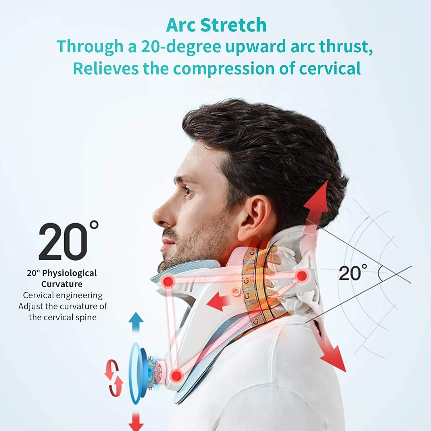 Cervical Traction Device Lightweight and Adjustable Neck Brace Support Stretcher with Built-in Airbag for Pain Relief Relaxation