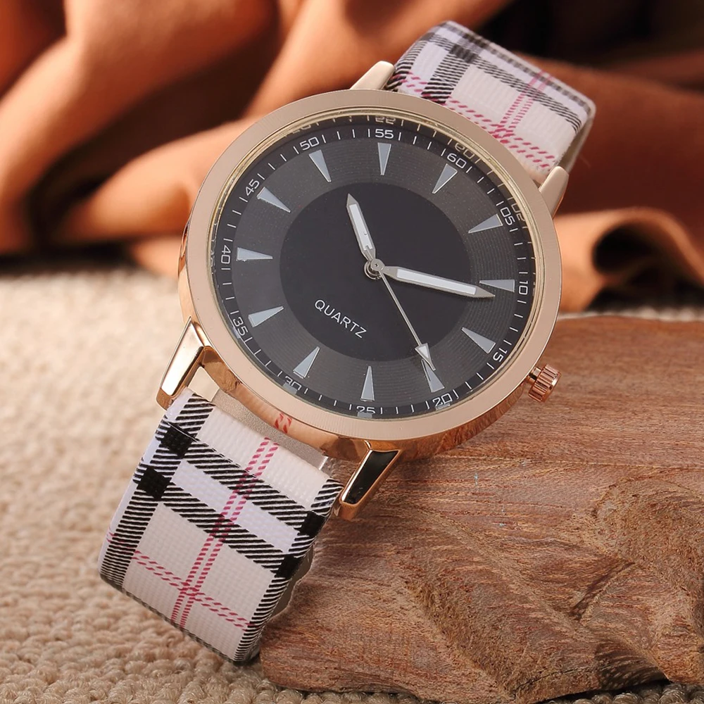 Women's Luxury Quartz Watch, Plaid Clock, Rose Gold Dial Dress, Casual Wristwatch, New Brand, Fashion