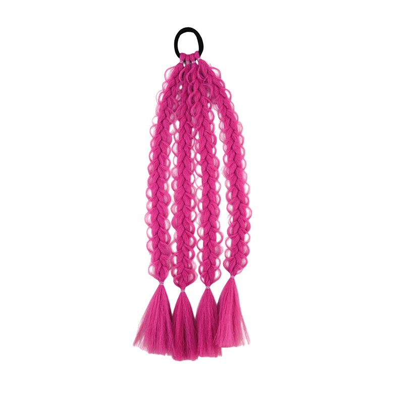 Lila Geflochtene Pferdeschwanz-Haarverlängerungen, Bubble Braid Synthetisches Haar mit Quasten für Cosplay und Partys – Detail 17