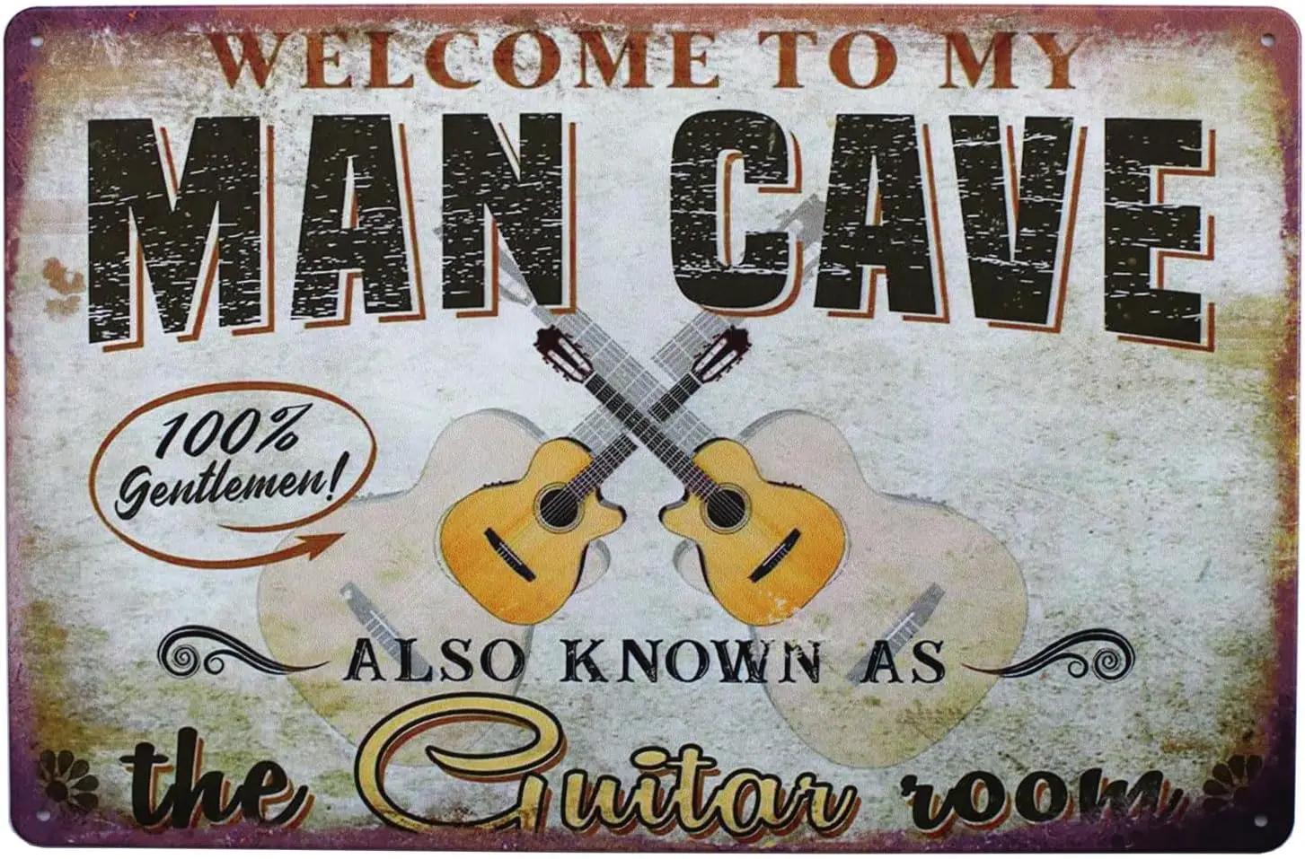 SUMIK Welcome To My Man Cave The Guitar Room, Metal Tin Sign, Vintage Plaque Home Wall Decor--Tin Sign