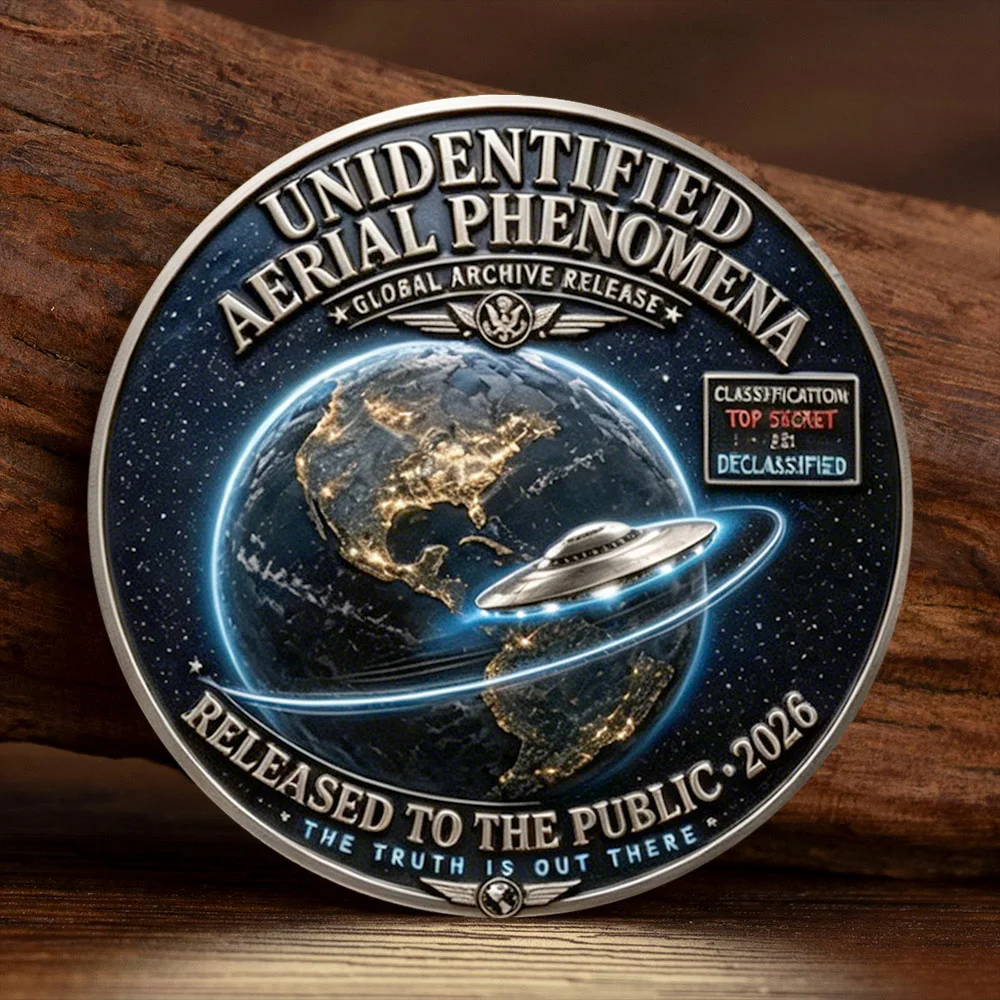 2D 2026 UFO Disclosure Commemorative Coin Unidentified Aerial Phenomena Silver Plated Collectible Token Coins