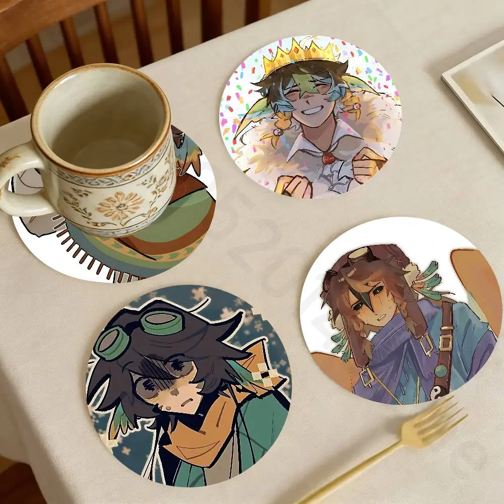 

P-Parrotx2 Wooden Theme Desktop Heat Mats Home Decor Coffee Mug Coasters For Office Restaurant