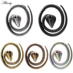 Alisouy 2PCS Stainless Steel Animal Cobra Snake Ear Weights Heavy Expander Stretcher Plug Gauges Earrings Body Piercing Jewelry