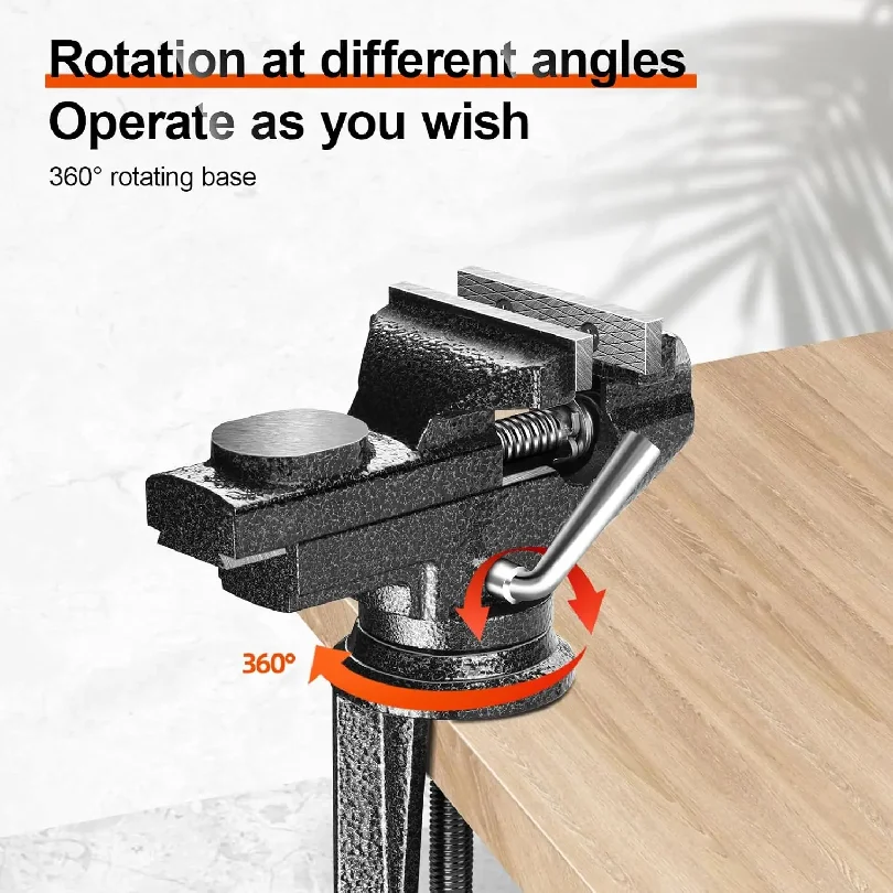 Professional Table Vise , 360° Rotation Work Clamp-On Vise, Versatile Use, Heavy Duty Construction for Woodworking, Metalworking