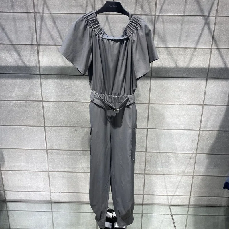 

Женский повседневный комбинезон на одно плечо с бретелью, весна-лето, MUOP325M80, с завышенной талией, длинные брюки, тонкая ткань, для офиса