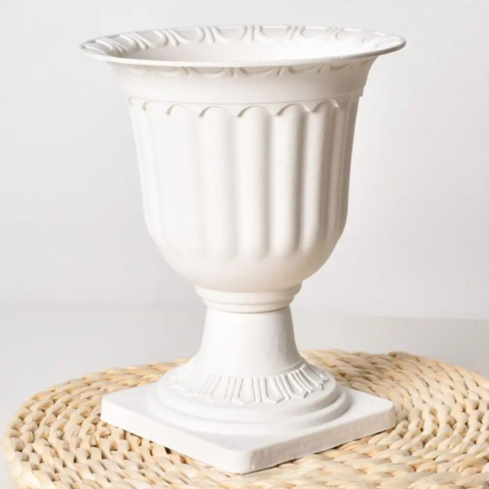 2pcs Desktop Decor Ornament White Plastic Containers Flowerpot Roman Wedding Pedestal Style Planter