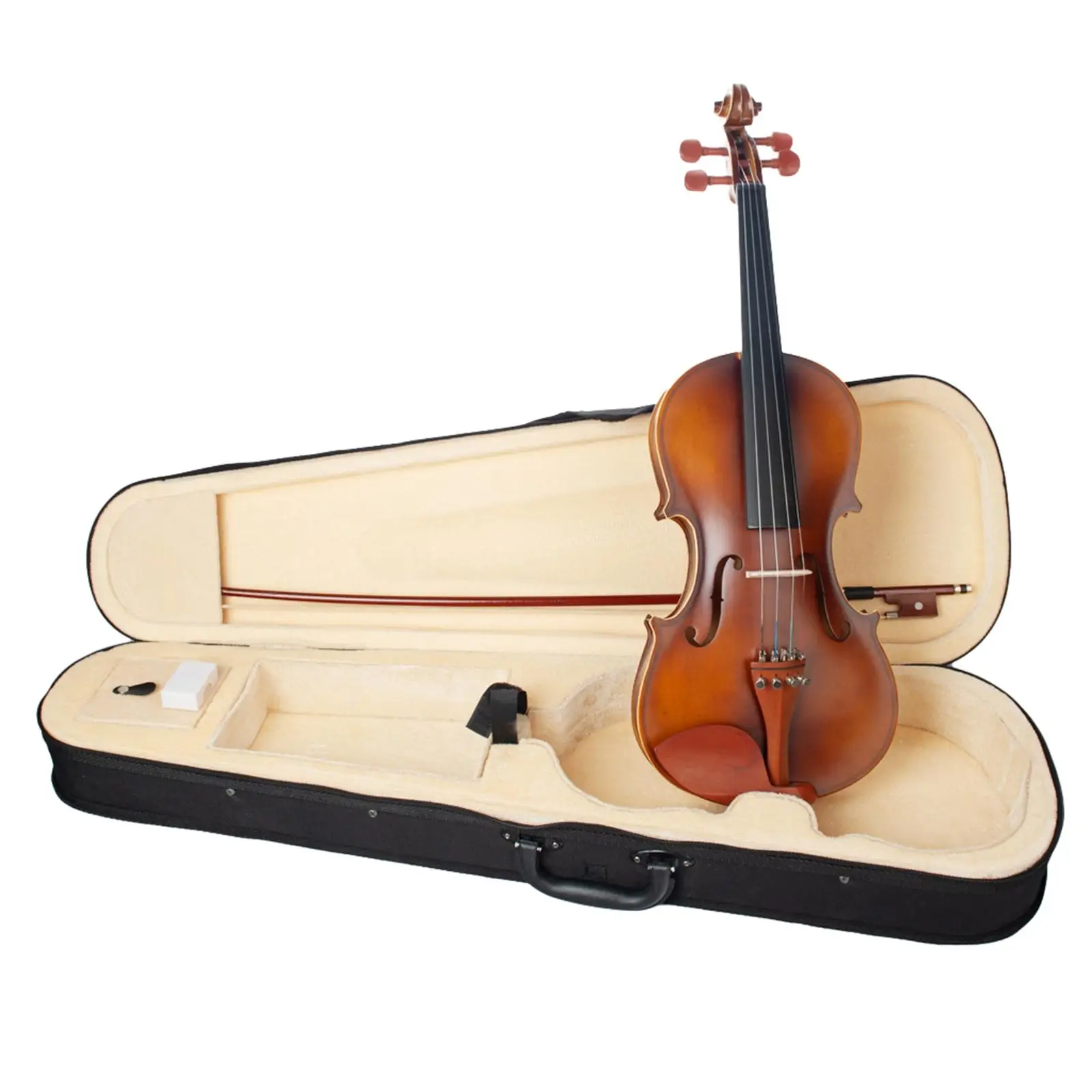 Wooden Acoustic Violin Beginner Set 4/4 Jujube String Instrument with Bow Case for Hobby and Learning