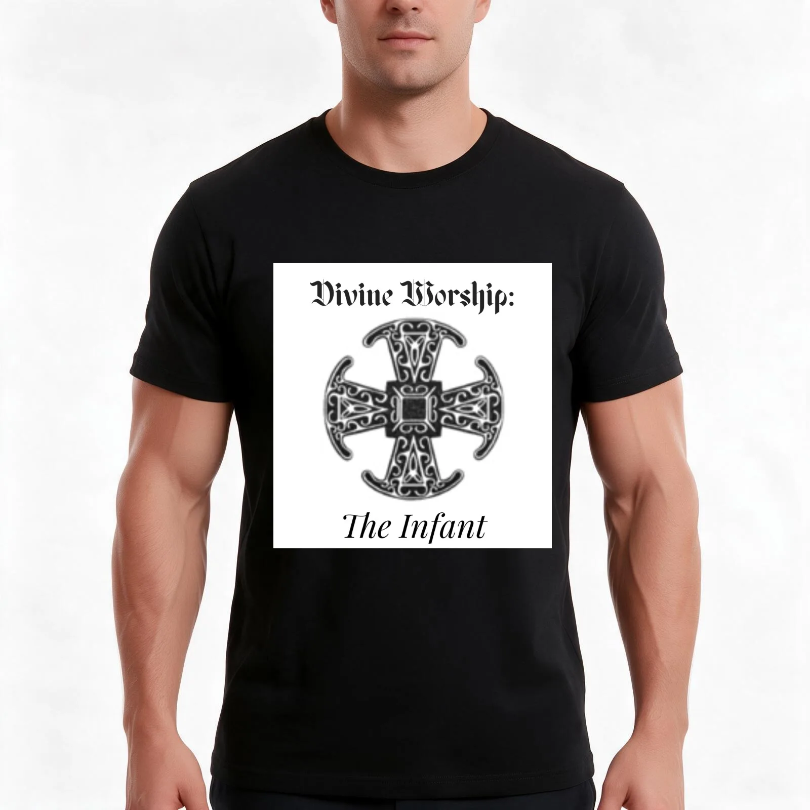 Divine Worship: The Infant T-Shirt, Summer Casual Cotton Tee, Oversized Streetwear Tops, Vintage Graphic Print, Unisex Men Women